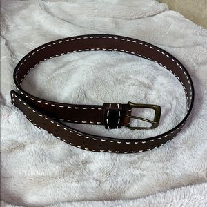 Brown Whip Stitched Leather Belt